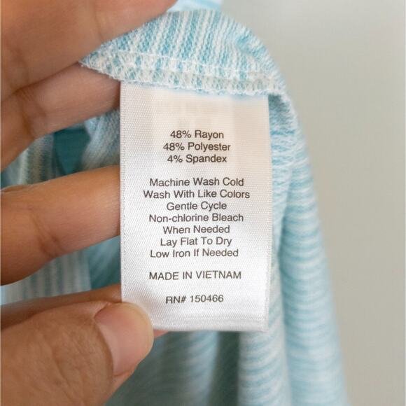 MARKET & SPRUCE Stitch Fix Blue Stripe Bravyan Button Back Knit Top Women's XSP - Picture 4 of 4